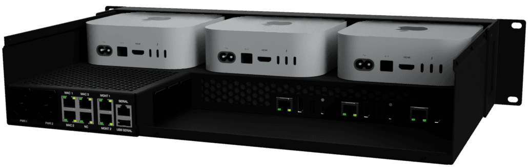 WM-2U03 Mac mini tray shown in three orthographic views