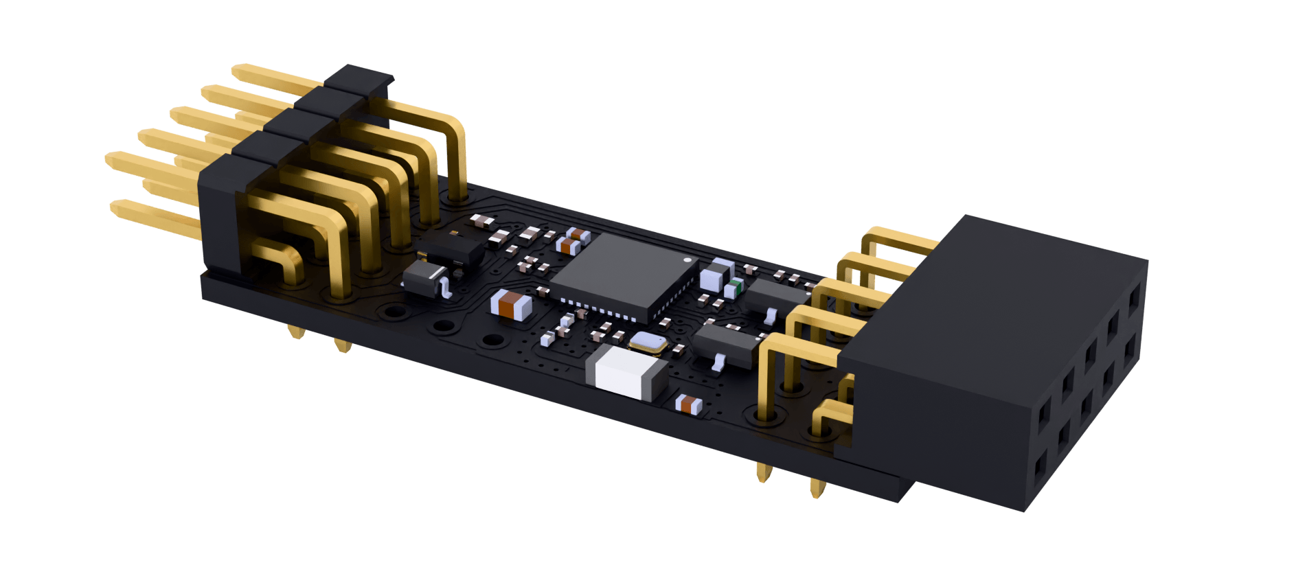 Head-on view of the connector face, with every port labeled